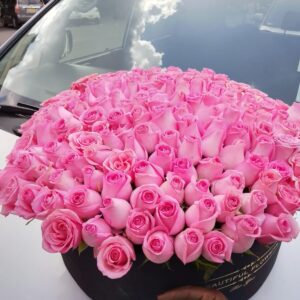Pink Roses Flower Basket
